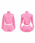 “PRETTY & PAID” FULL ZIP SHORTS SET