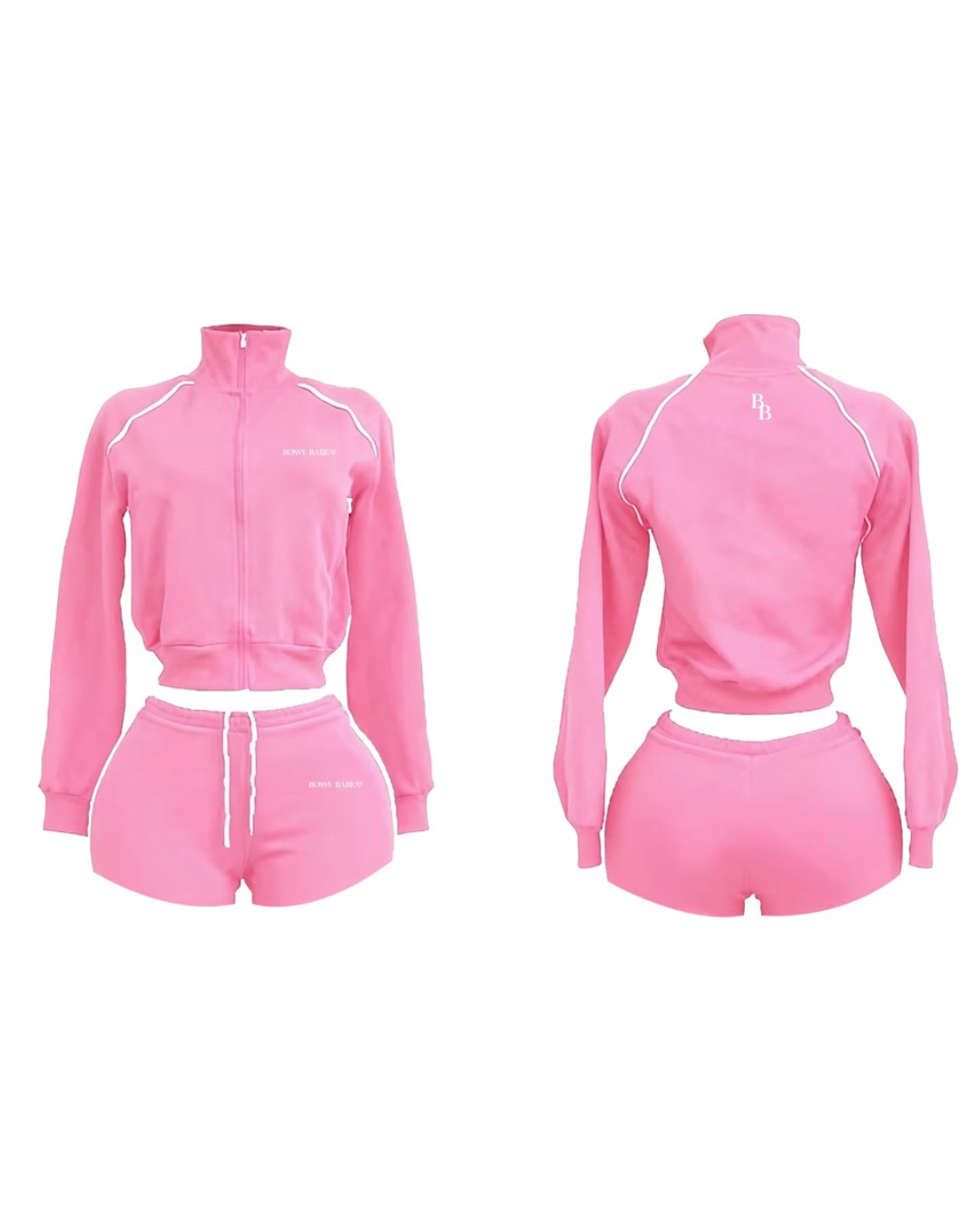 “PRETTY & PAID” FULL ZIP SHORTS SET